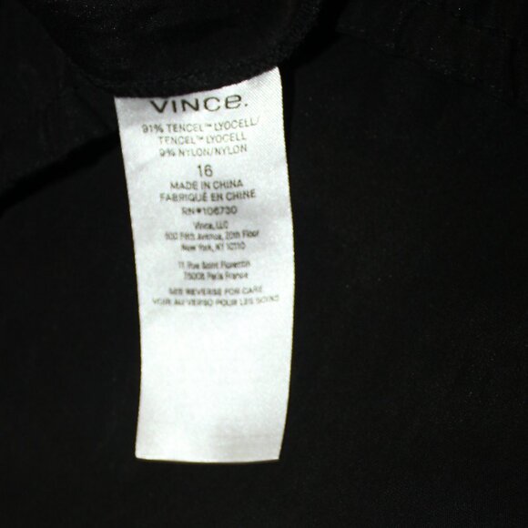 Vince. Black Trousers plus size pull on size zip front belt brown buckle sz 16 - Picture 6 of 9